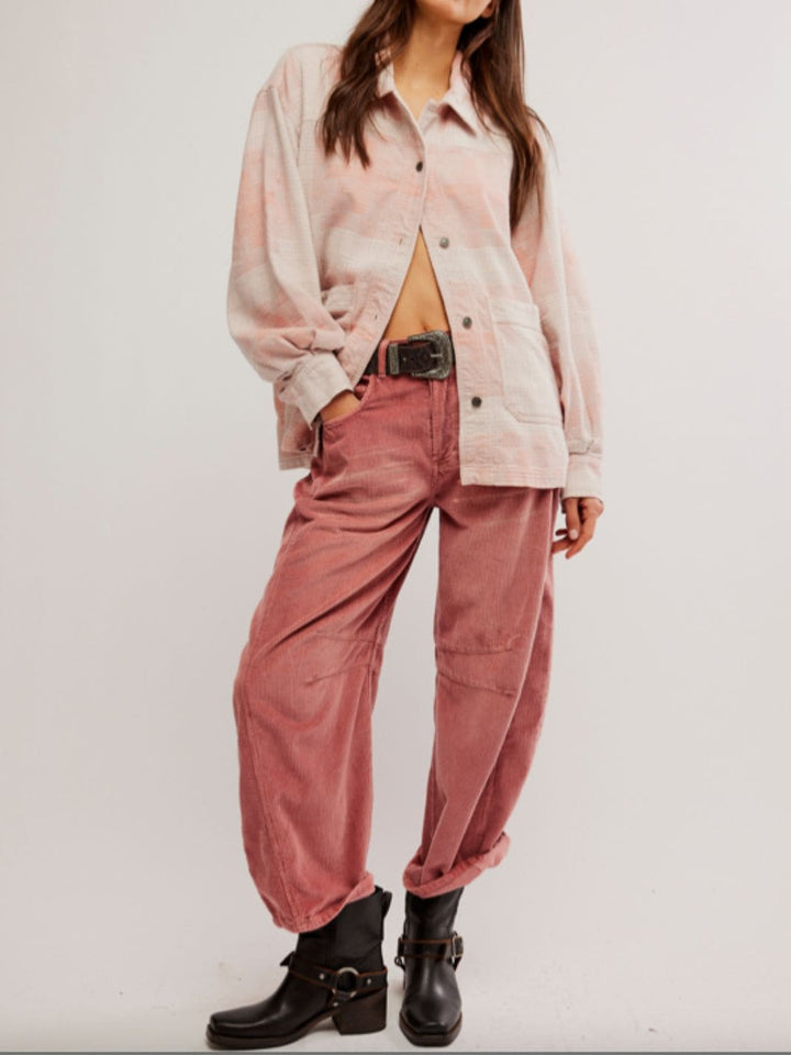 Free People We The Free Keep It Cozy Shirt in Berry Combo | Twentyseven Toronto