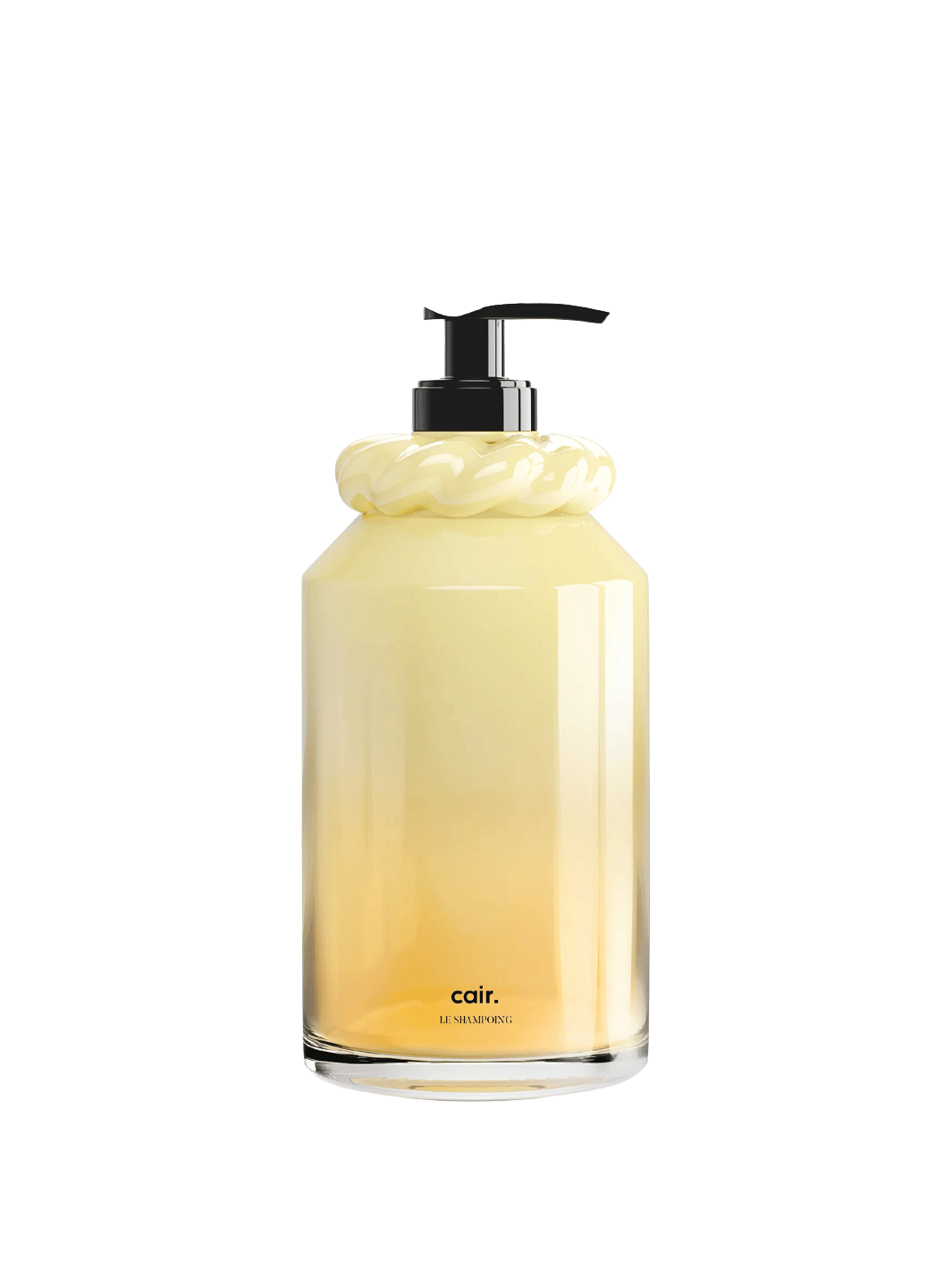 La Bonne Brosse Cair Shampoo in a yellow glass pump bottle on a white background | Twentyseven Toronto