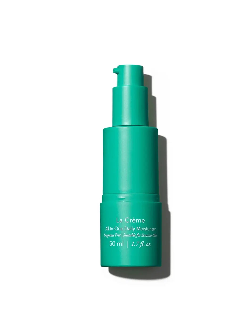 Green skincare bottle of Doré Skincare labeled 'La Creme La Crème All-in-One Daily Moisturizer' 50ml on a white background | Twentyseven Toronto