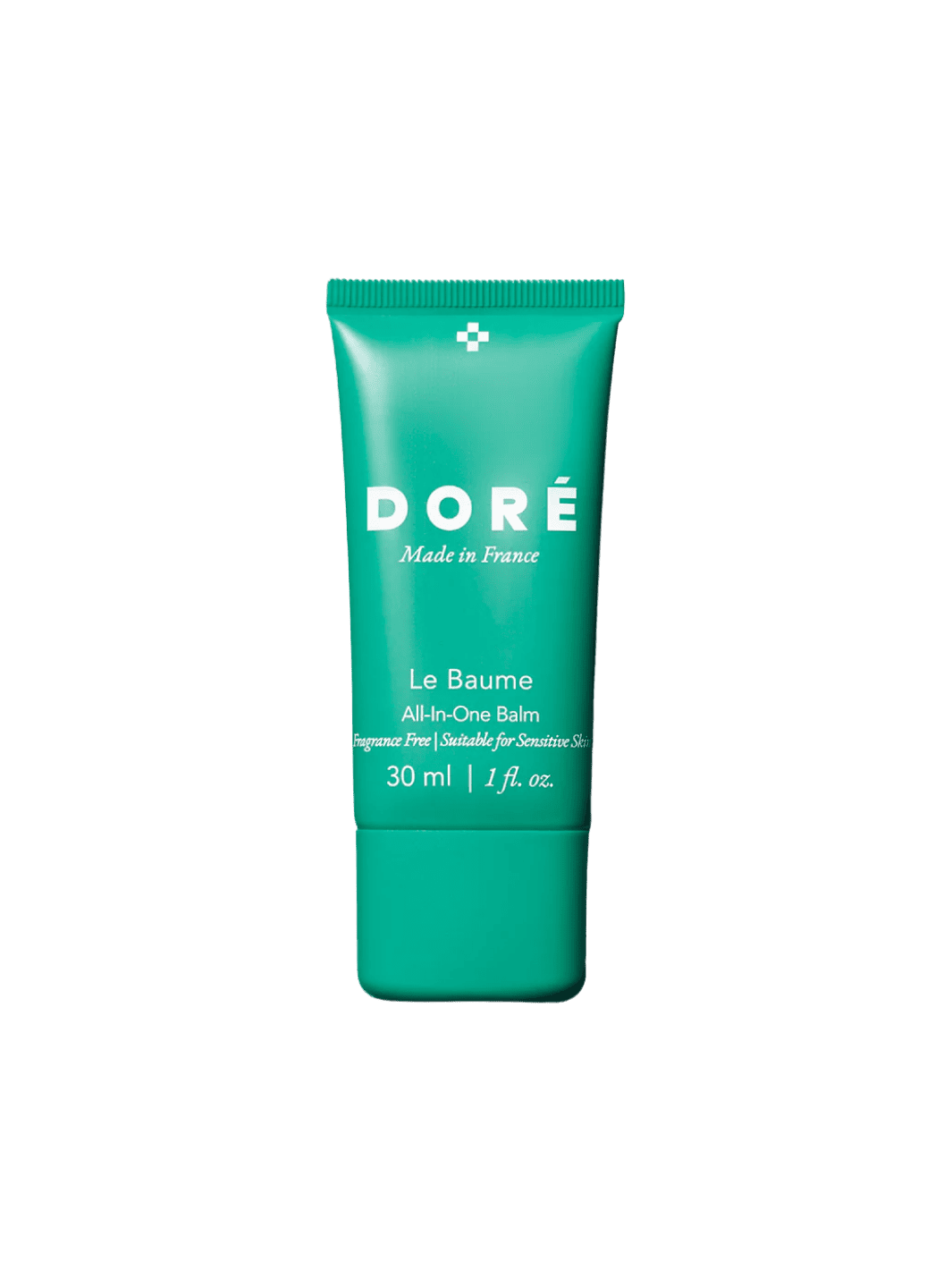 Green 30ml tube of Doré Skincare 'Le Baume' on a transparent background | Twentyseven Toronto