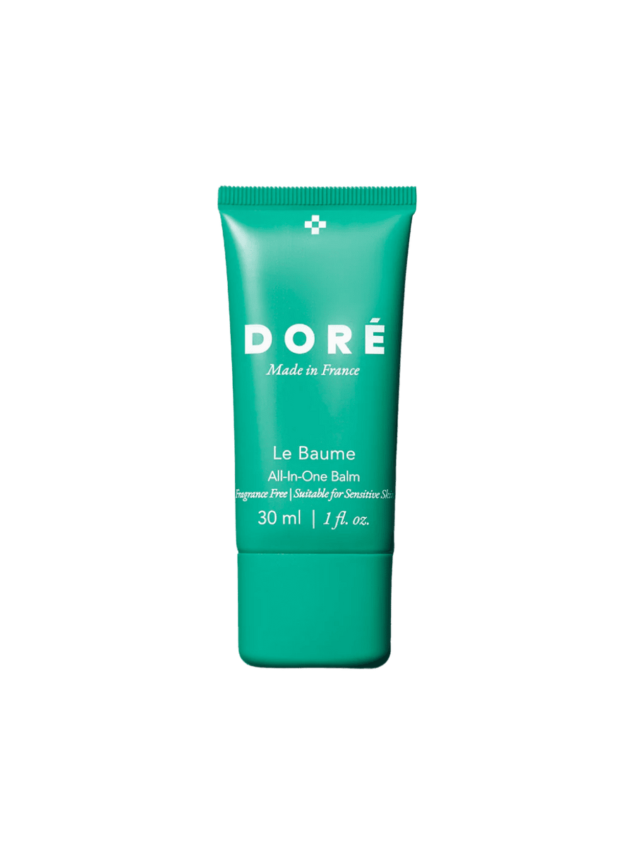 Green 30ml tube of Doré Skincare 'Le Baume' on a transparent background | Twentyseven Toronto