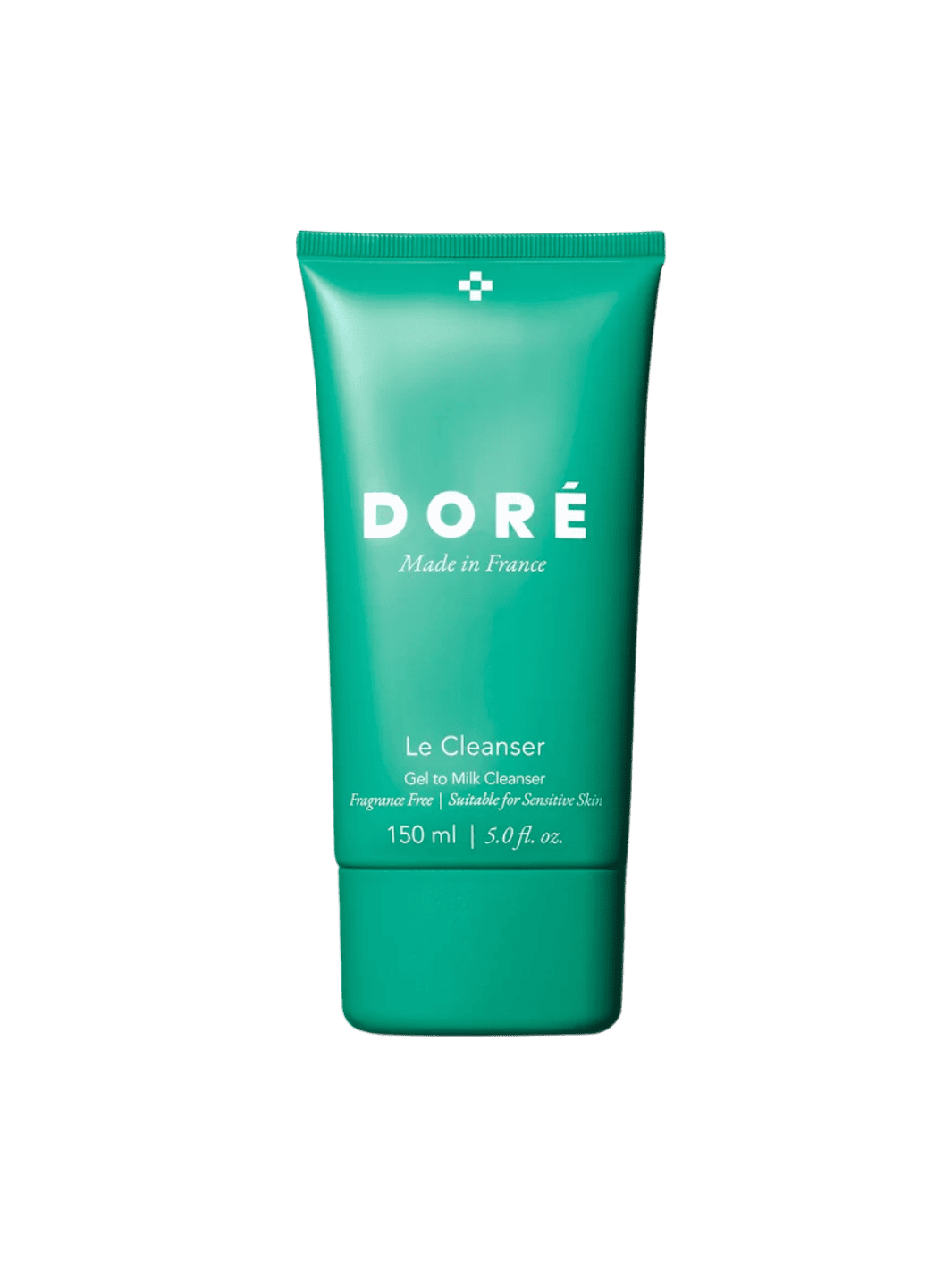 Green 150ml tube of Doré Skincare 'Le Cleanser' on a transparent background | Twentyseven Toronto