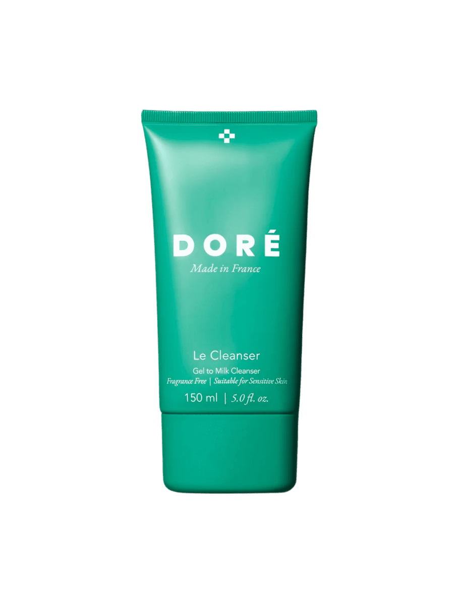 Green 150ml tube of Doré Skincare 'Le Cleanser' on a transparent background | Twentyseven Toronto