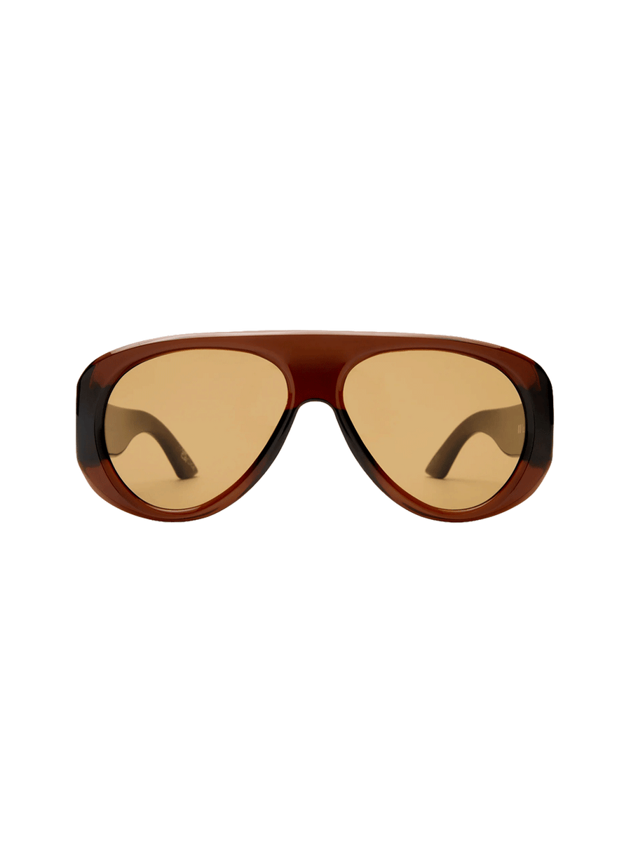 Front view of Le Specs Dream Boat sunglasses in Cocoa with light brown lenses | Twentyseven Toronto