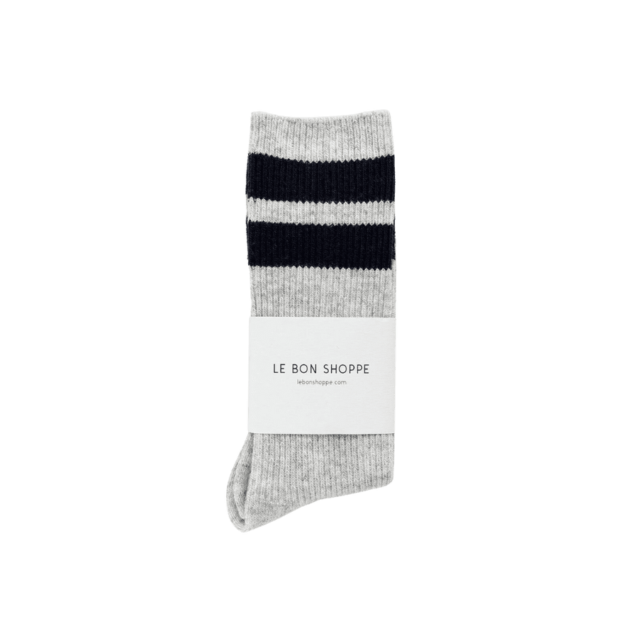 Twentyseven Toronto - Le Bon Shoppe Socks Grandpa Varsity Socks - Light Grey Navy Stripe