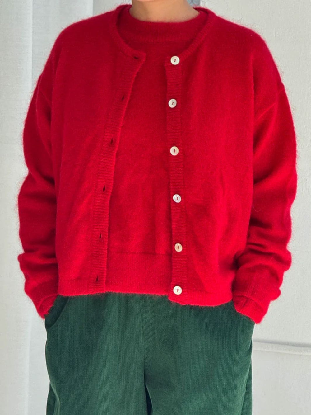 Le Bon Shoppe Leila Mohair Cardigan in Red | Twentyseven Toronto
