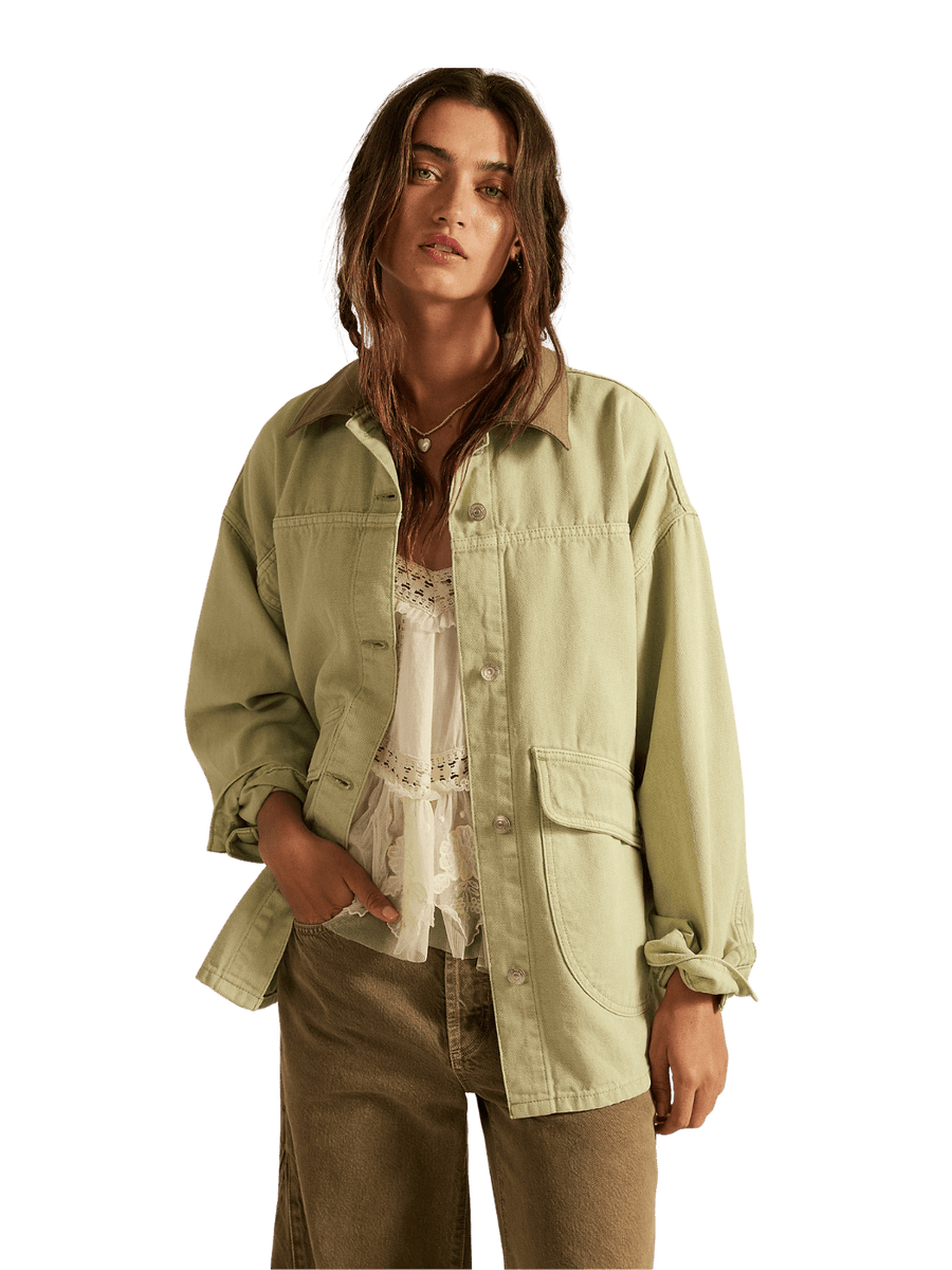 Free People We the Free Lemon Denim Jacket in Washed Sage | Twentyseven Toronto