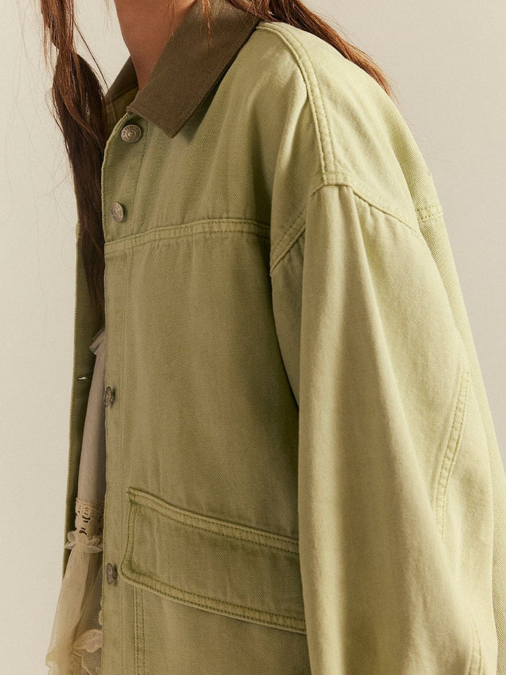 Free People We the Free Lemon Denim Jacket in Washed Sage | Twentyseven Toronto