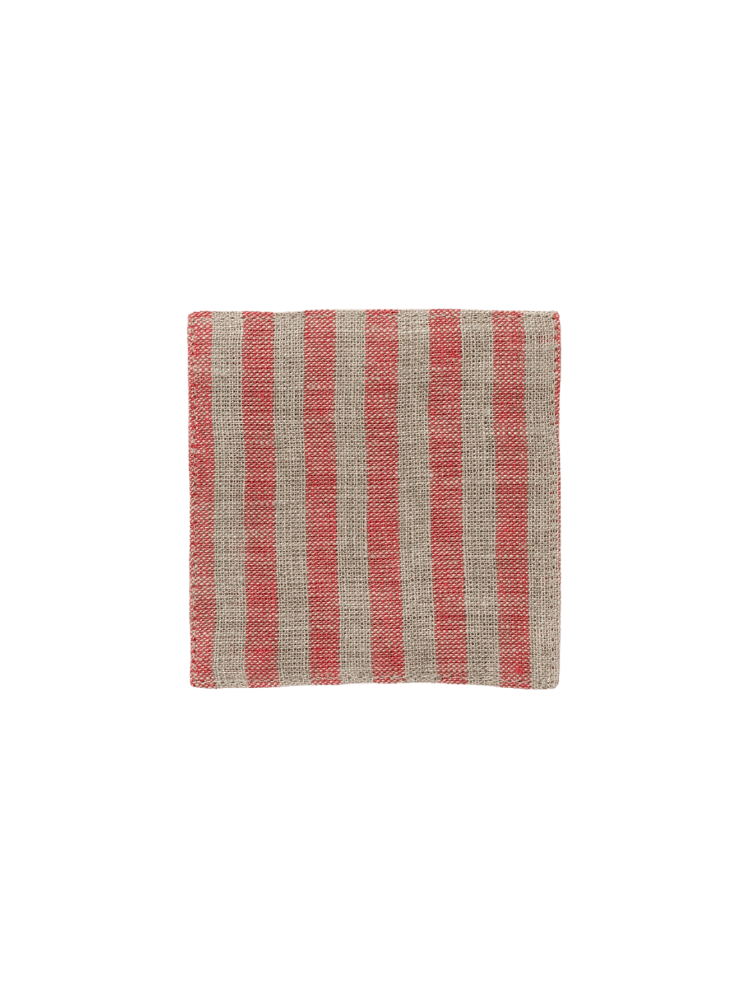 A square Fog Linen Work Linen Coaster - Keily with a red and brown checkered linen weave against a transparent background | Twentyseven Toronto