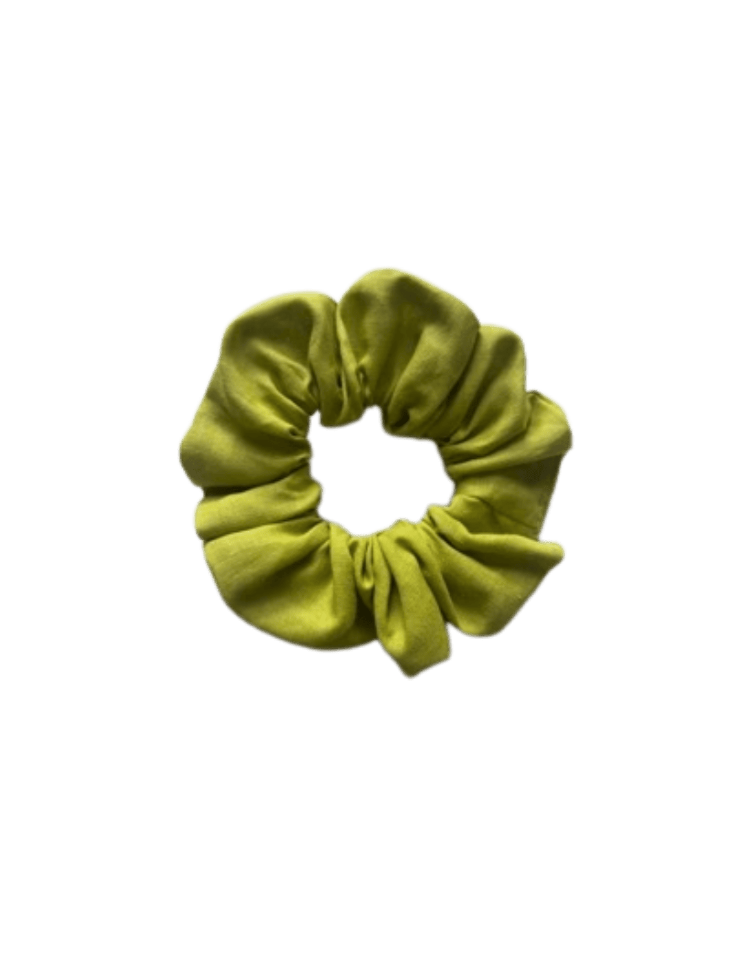Lime green linen scrunchie in 'Chartreuse Lime' on a transparent background | Twentyseven Toronto