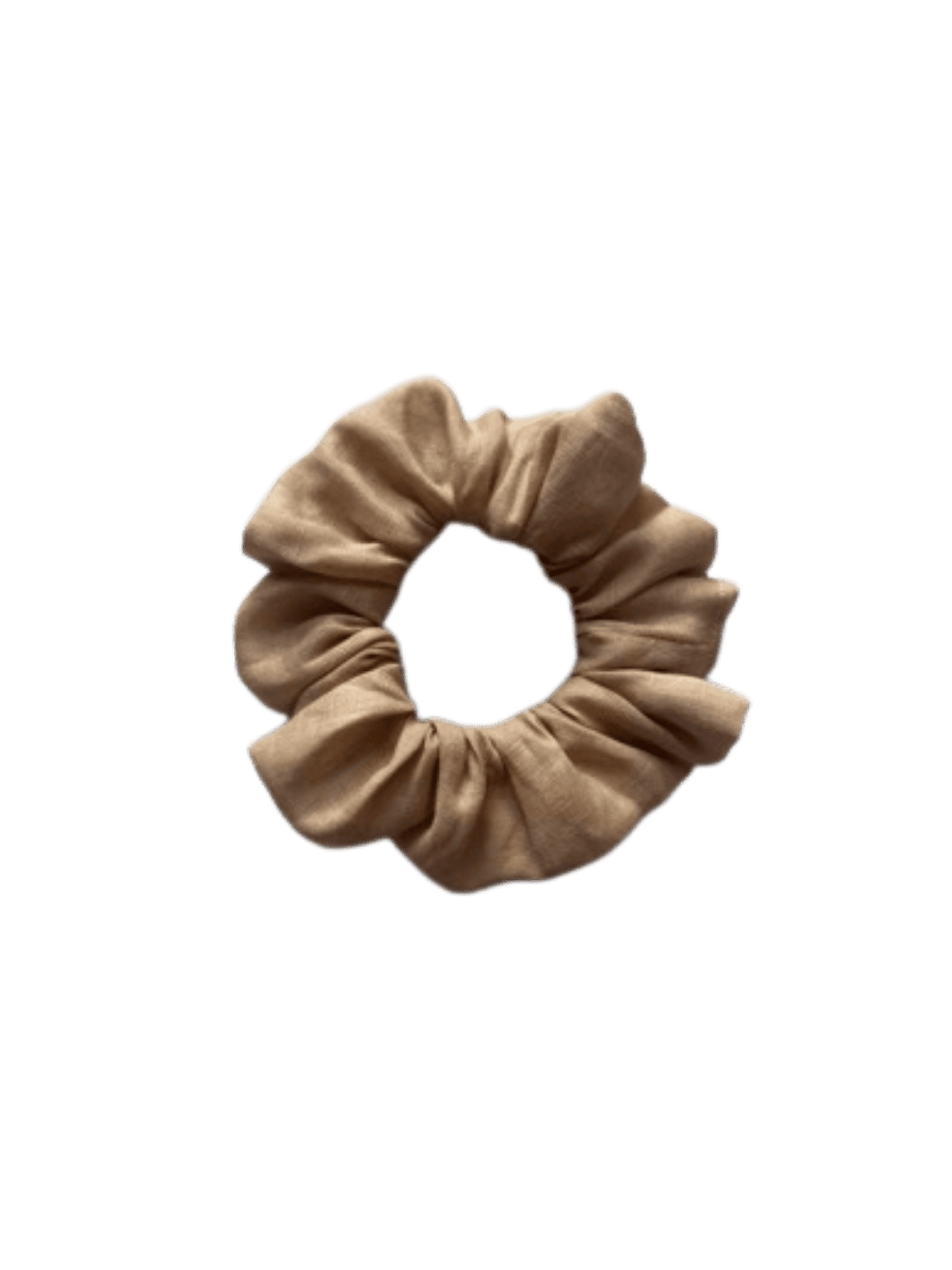 Beige linen scrunchie in 'Natural' on a transparent background | Twentyseven Toronto