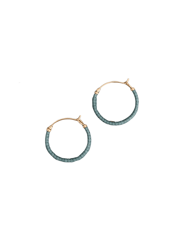 Alice Rise Little Single Note Beaded Hoop Earrings, Slate Blue | Twentyseven Toronto