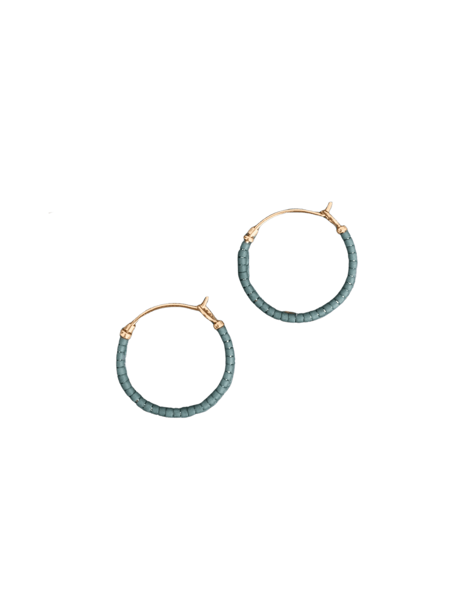Alice Rise Little Single Note Beaded Hoop Earrings, Slate Blue | Twentyseven Toronto