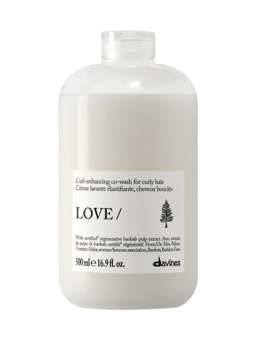 A 500 ml bottle of Davines LOVE CURL Co-Wash for curly hair | Twentyseven Toronto