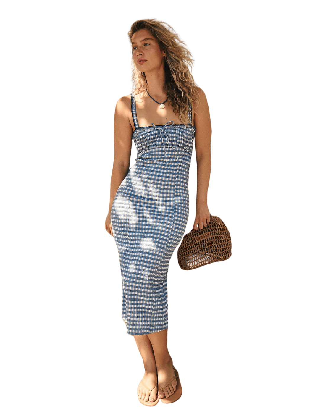 Free People Lucinda Plaid Midi Dress in Indigo Combo | Twentyseven Toronto