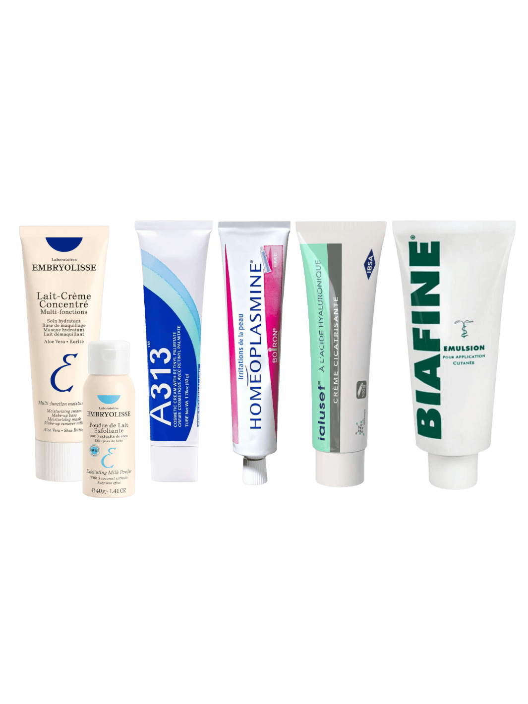 Luxe French Girl Beauty Bundle - A313, Biafine, Homeoplasmine, Ialuset, Embryolisse Lait Au Concentre, Embryolisse Exfoliating Milk Powder Set | Twentyseven Toronto