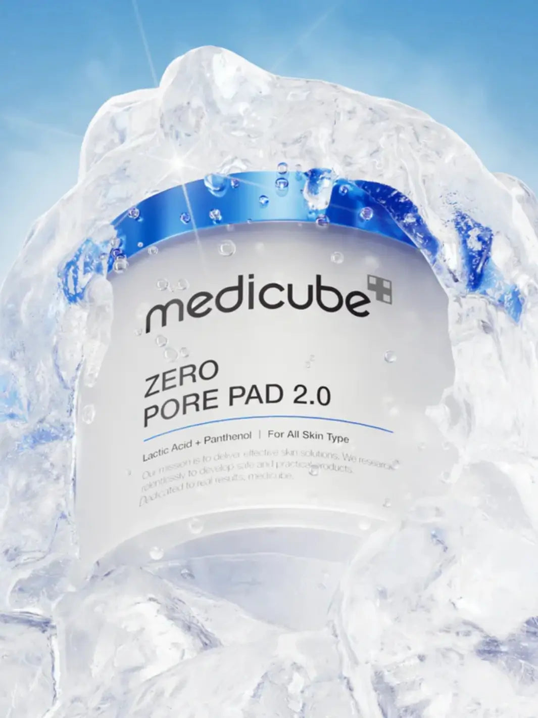 Medicube Zero Pore Pad 2.0 packaging with a blue and white design on a light blue background | Twentyseven Toronto