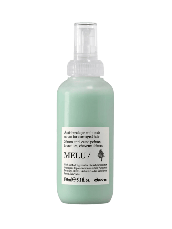 A 150 ml spray bottle of Davines MELU Serum for damaged hair | Twentyseven Toronto