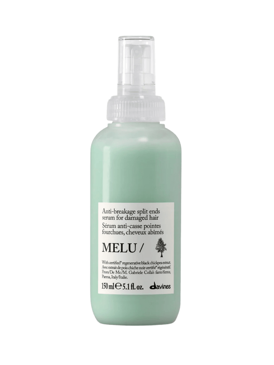 A 150 ml spray bottle of Davines MELU Serum for damaged hair | Twentyseven Toronto