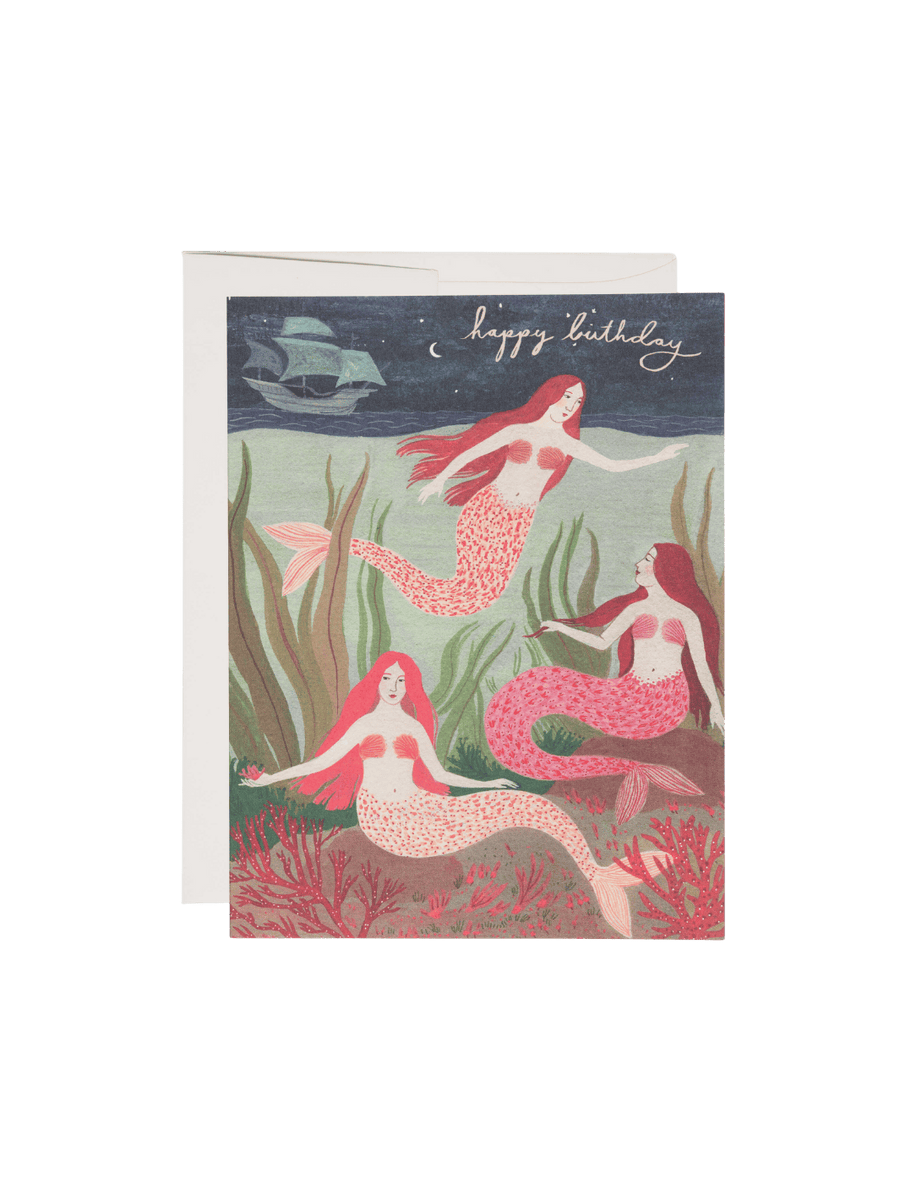 Red Cap Cards Mermaids Birthday Greeting Card by Becca Stadtlander | Twentyseven Toronto
