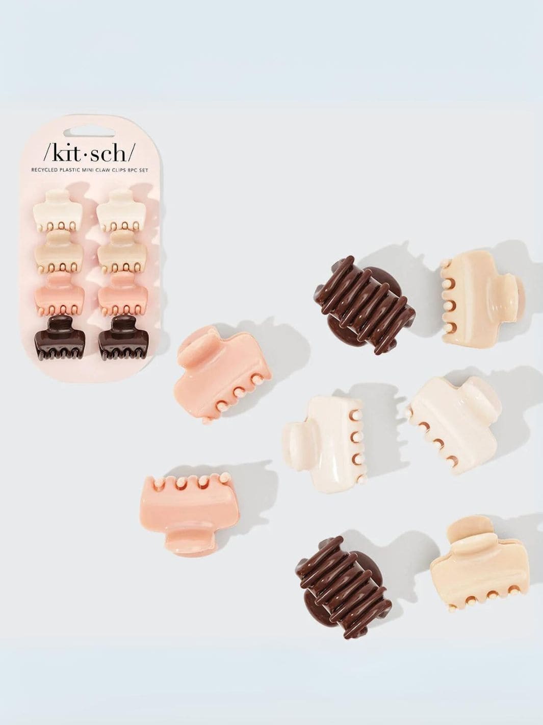 KITSCH Recycled Plastic Mini Cloud Claw Clips 8pc Set in Rosewood