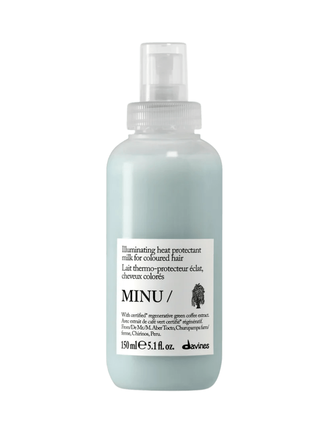 A 150 ml spray bottle of Davines MINU Milk for colored hair | Twentyseven Toronto