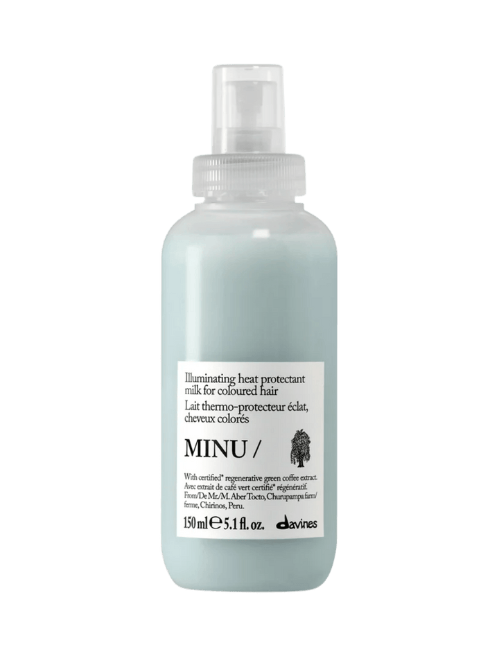 A 150 ml spray bottle of Davines MINU Milk for colored hair | Twentyseven Toronto