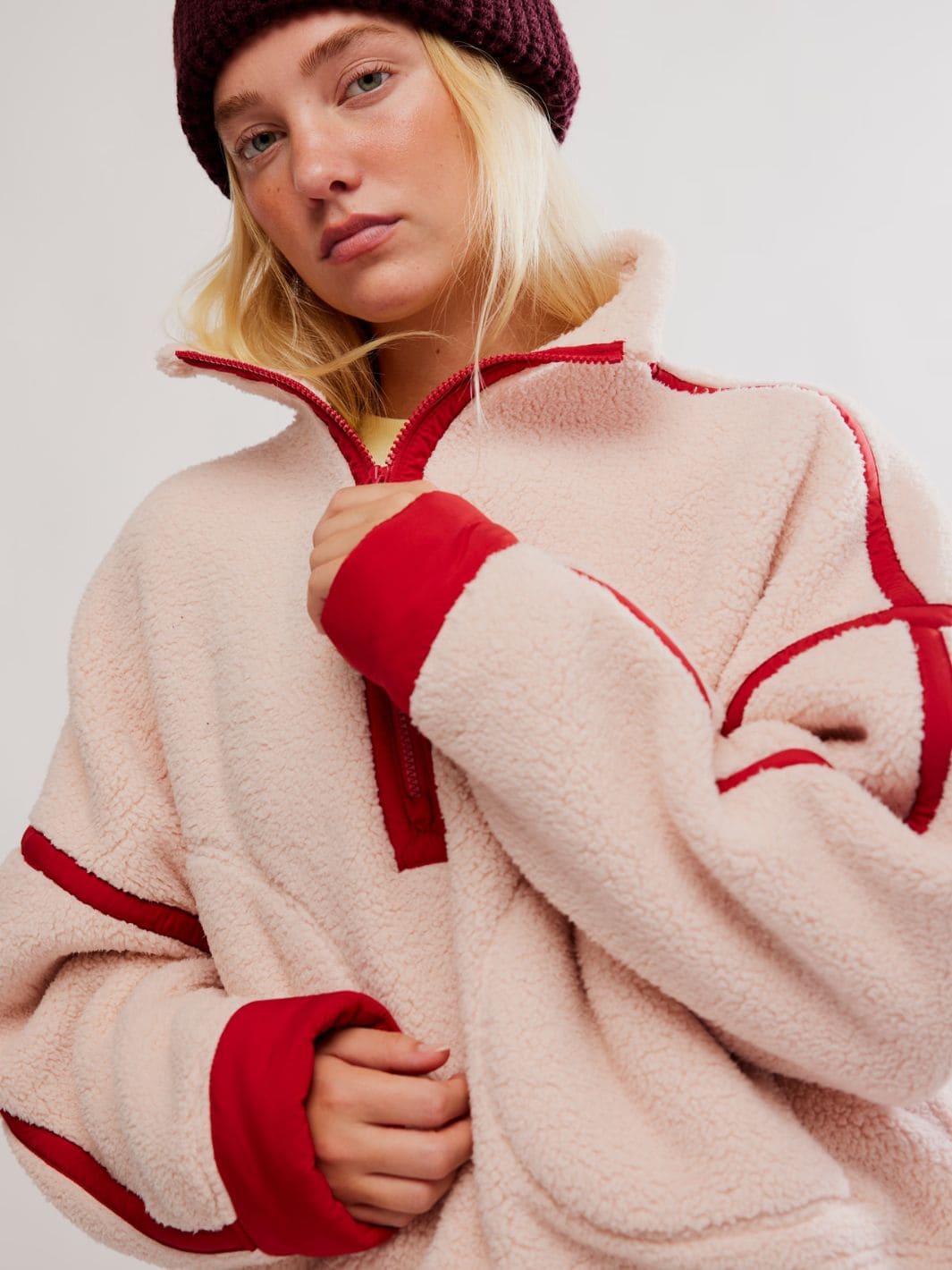 Free People Mountain High Half Zip Fleece in Ballet Slipper Combo | Twentyseven Toronto