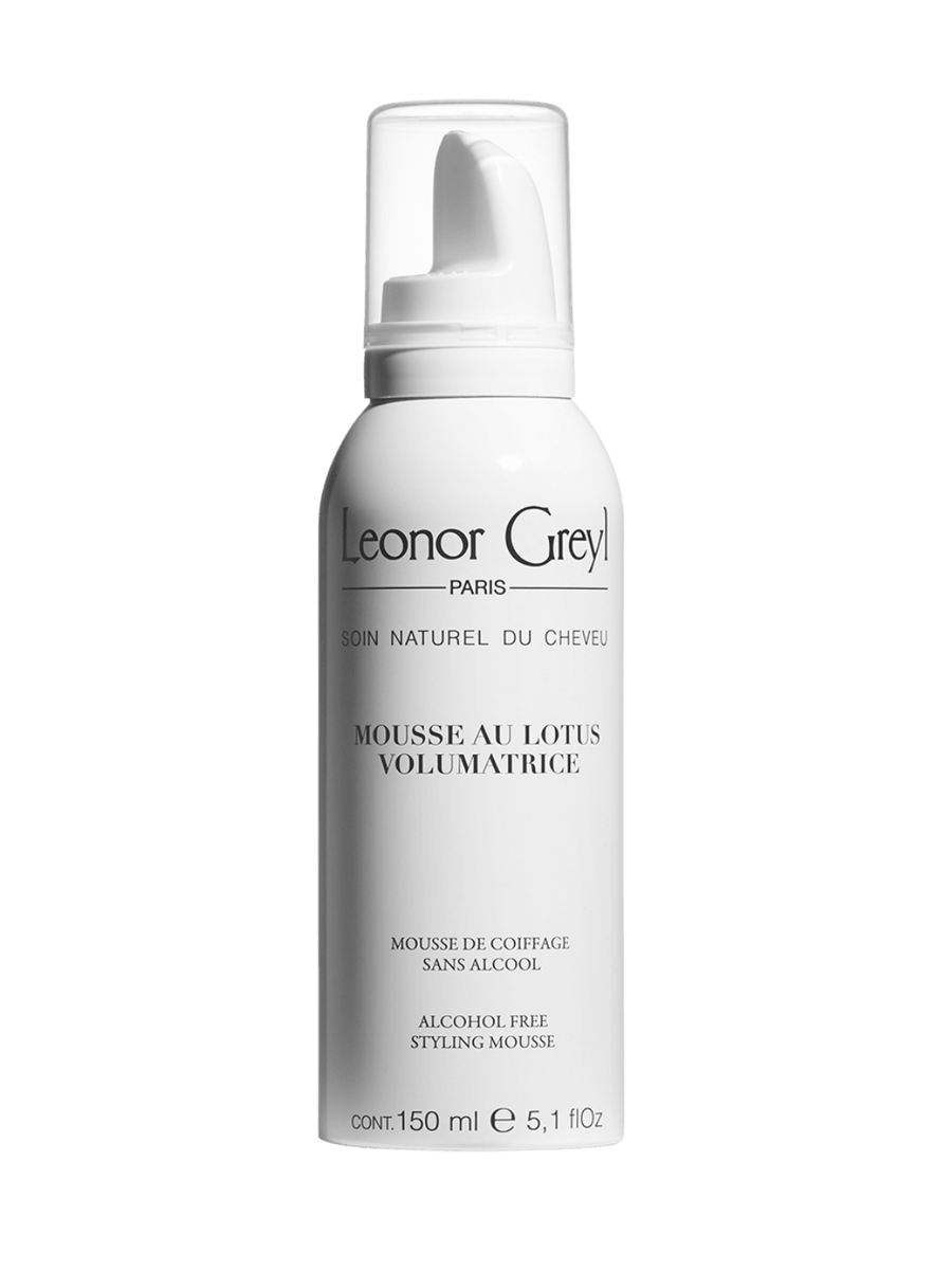 Leonor Greyl 'Mousse au Lotus Volumatrice' hair mousse 150ml bottle on a transparent background | Twentyseven Toronto
