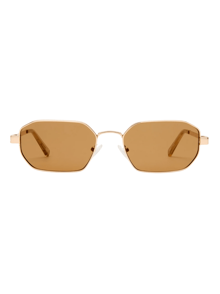 Product shot of the Le Specs Mythic - Gold Light Brown Mono sunglasses on a transparent background | Twentyseven Toronto