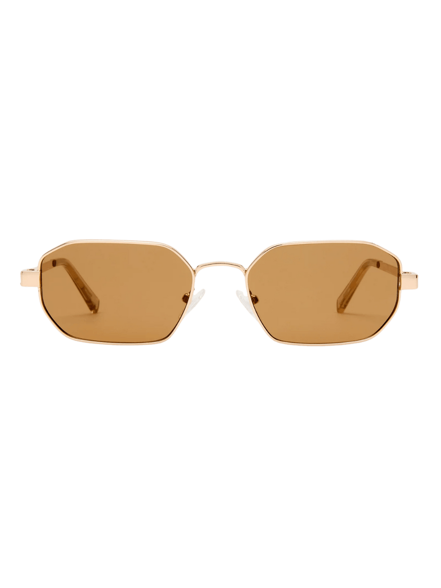 Product shot of the Le Specs Mythic - Gold Light Brown Mono sunglasses on a transparent background | Twentyseven Toronto