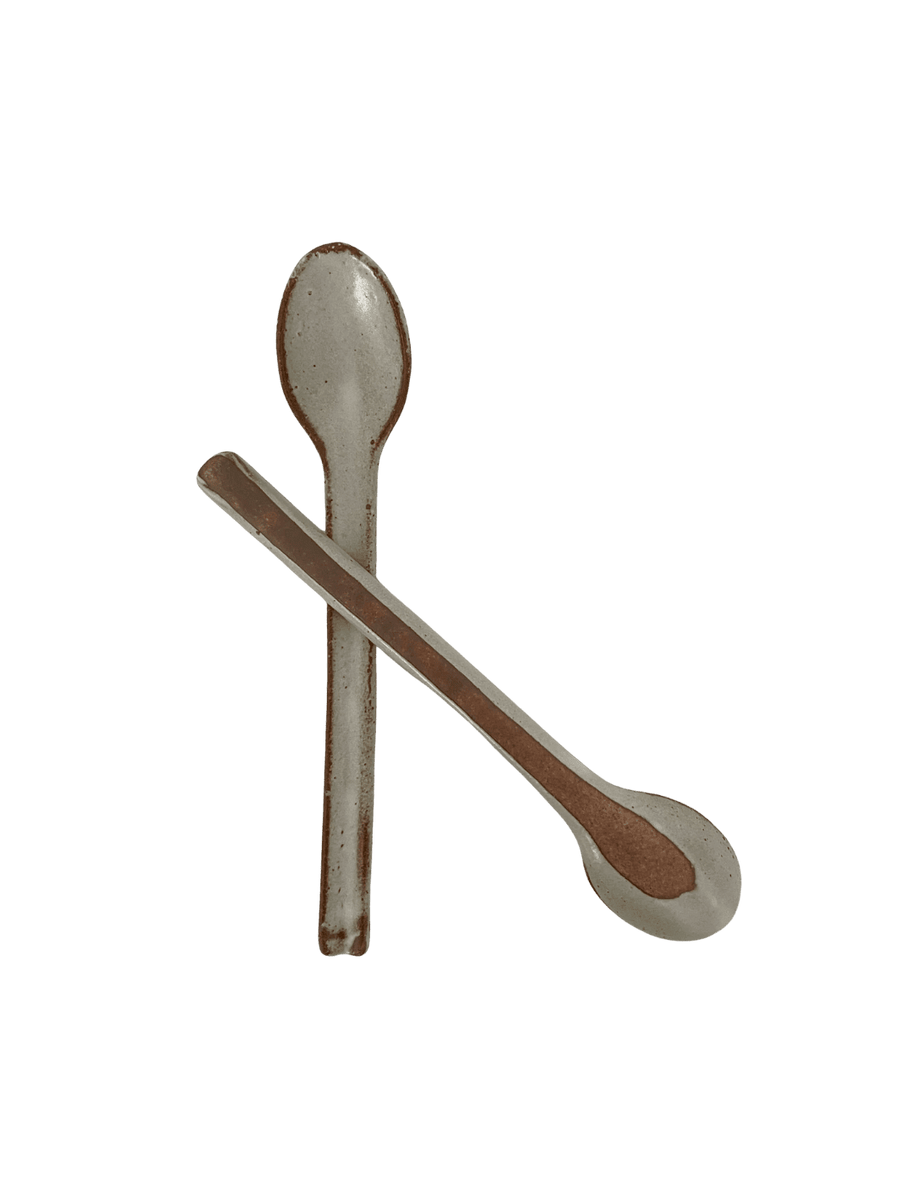 Fort & Field Neutral Colour-Blocked Handmade Pottery Japanese Spoons in White | Twentyseven Toronto