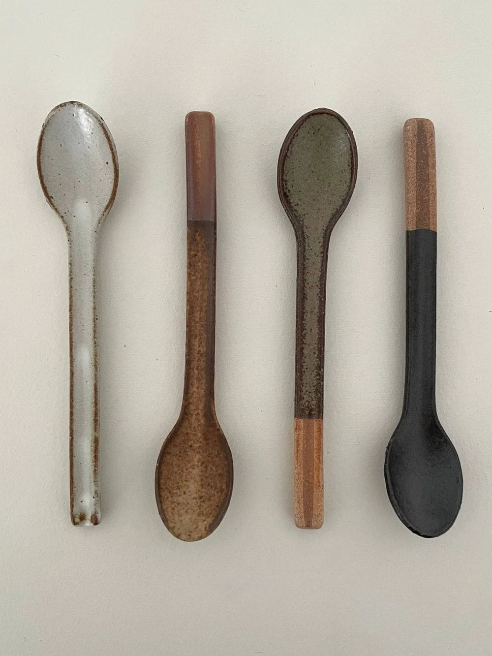 Fort & Field Neutral Colour-Blocked Handmade Pottery Japanese Spoons in White | Twentyseven Toronto