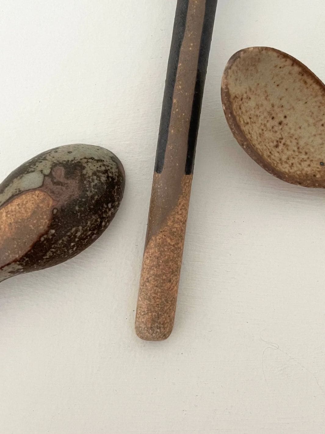 Fort & Field Neutral Colour-Blocked Handmade Pottery Japanese Spoons in White | Twentyseven Toronto