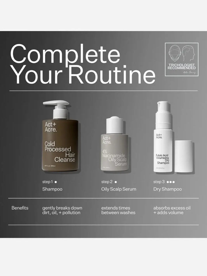Step by step breakdown of scalp health routine from Act+Acre | Twentyseven Toronto