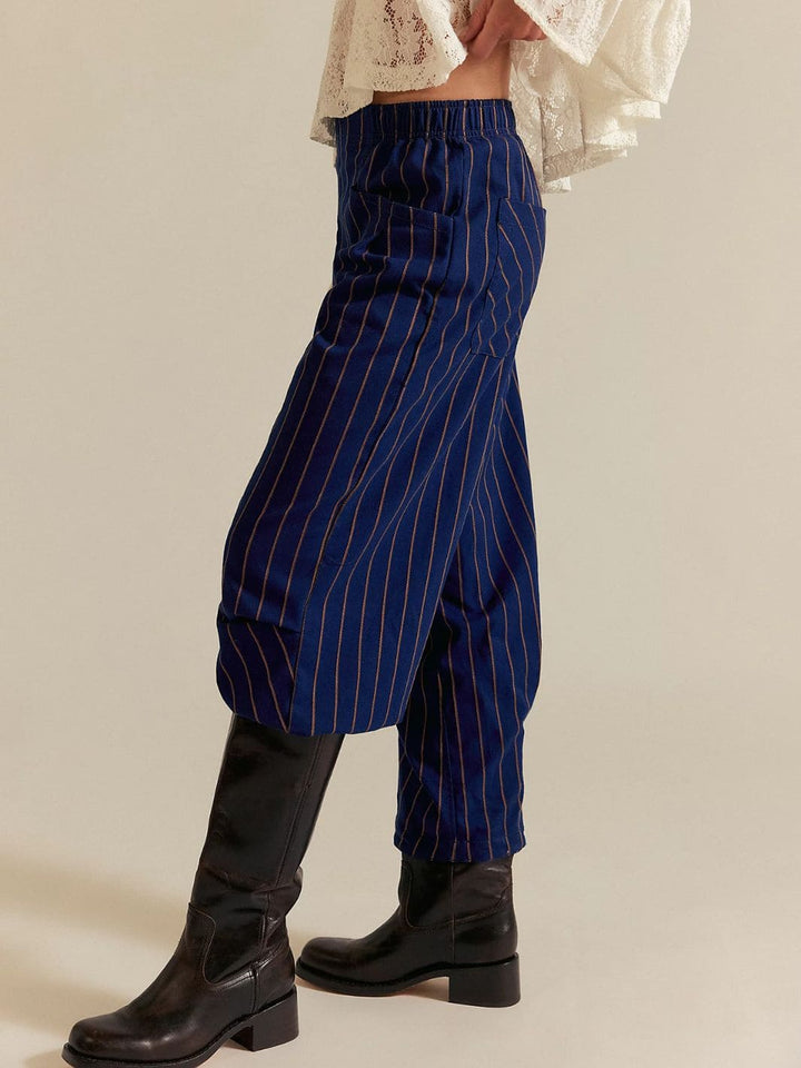 Free People Nice Choice Pull-On Pants in Navy Combo Pinstripe | Twentyseven Toronto