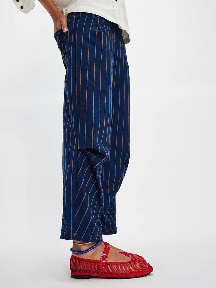 Free People Nice Choice Pull-On Pants in Navy Combo Pinstripe | Twentyseven Toronto