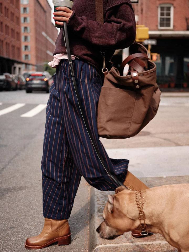 Free People Nice Choice Pull-On Pants in Navy Combo Pinstripe | Twentyseven Toronto