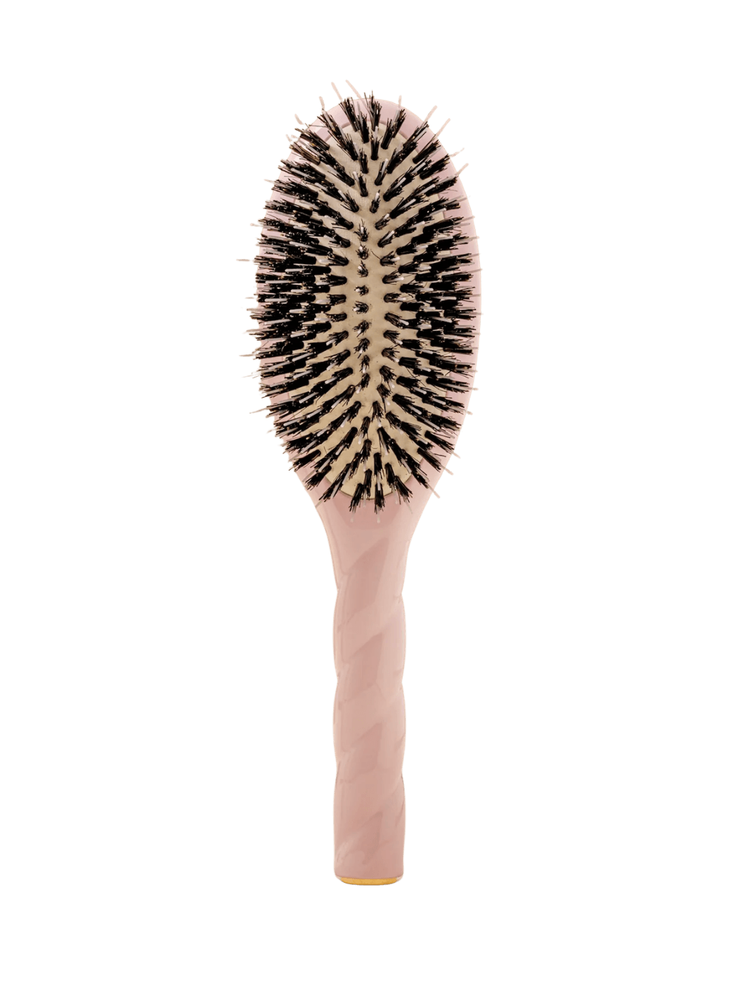 Front view of La Bonne Brosse N.02 Large The Essential Detangling & Conditioning Brush in Lilac Pink featuring a twisted ergonomic handle and natural boar bristles | Twentyseven Toronto