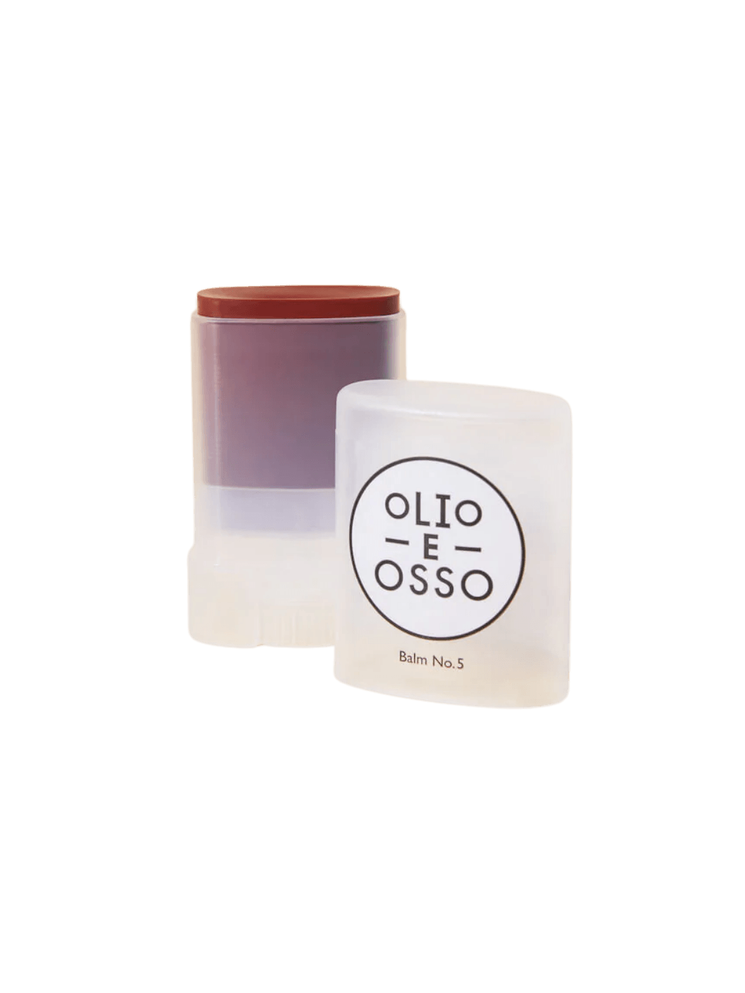Olio E Osso 'No 5. Currant' balm with branded packaging on a transparent background | Twentyseven Toronto