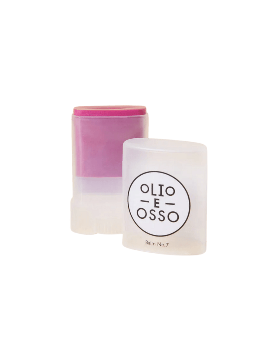 Olio E Osso 'No 7. Blush Shimmer' balm with branded packaging on a transparent background | Twentyseven Toronto