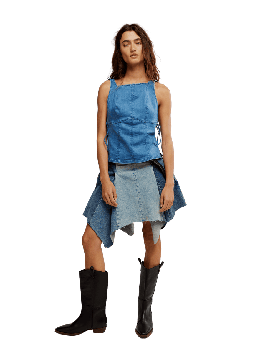 Free People Not My Fault Corset in Denim Baby Blue | Twentyseven Toronto