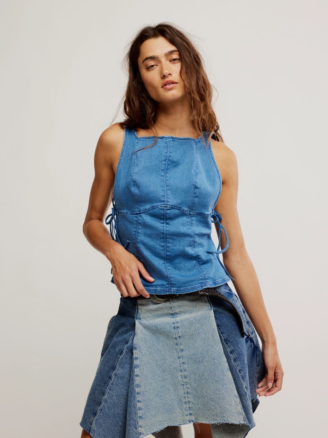 Free People Not My Fault Corset in Denim Baby Blue | Twentyseven