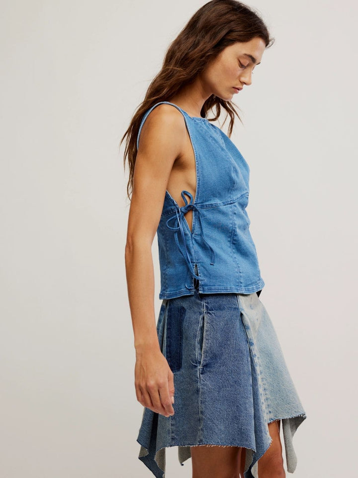 Free People Not My Fault Corset in Denim Baby Blue | Twentyseven Toronto