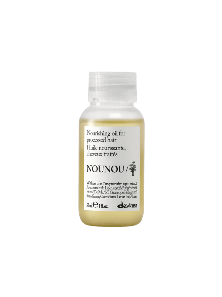 A 50ml bottle of Davines NOUNOU Oil for processed hair | Twentyseven Toronto
