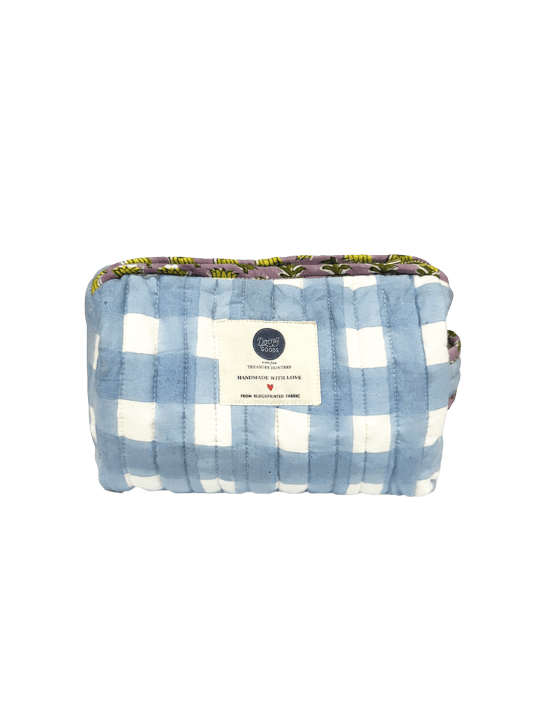 Doing Goods Nova Make-up Bag Medium | Twentyseven Toronto | Blue and white checkered pouch