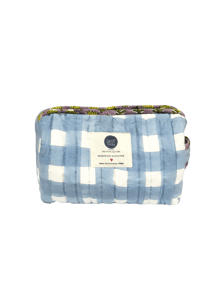 Doing Goods Nova Make-up Bag Medium | Twentyseven Toronto | Blue and white checkered pouch