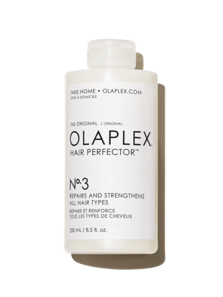 White 250ml bottle of Olaplex Hair Perfector No.3 on a transparent background | Twentyseven Toronto