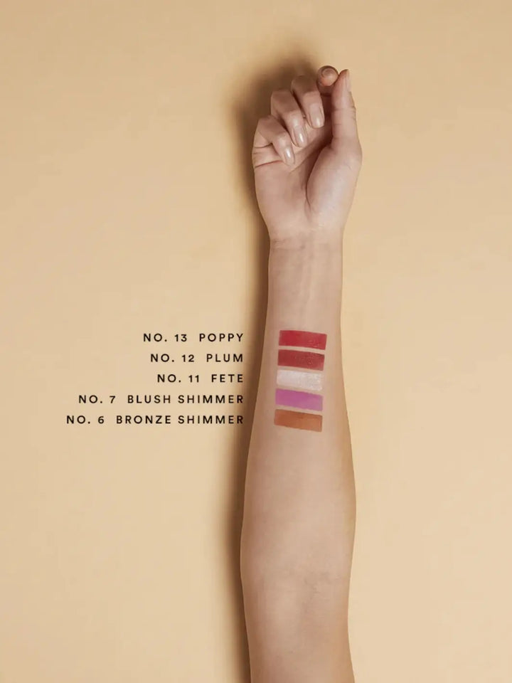 Olio E Osso balm swatches on an arm with medium complexion | Twentyseven Toronto