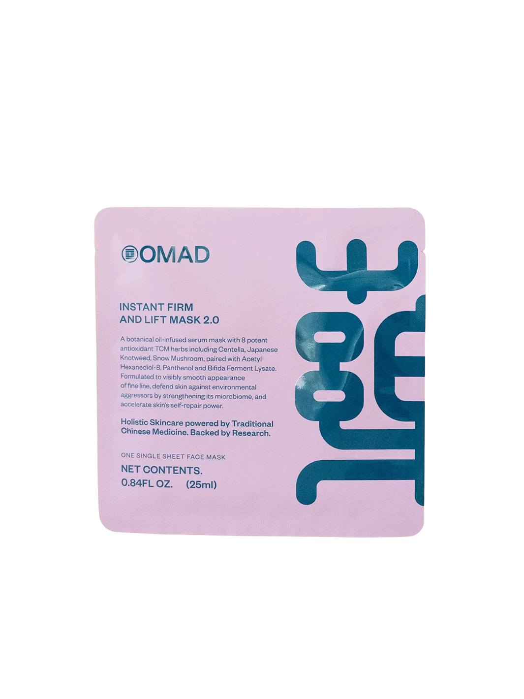 OMAD Instant Firm and Lift Mask 2.0 packaging showing application instructions, ingredients and product information | Twentyseven Toronto